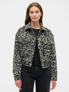 Relaxed Cropped Textured Icon Jacket