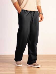 Брюки прямые на резинке из футера двухнитки с эластаном с затяжкой по низу