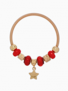 Браслет с шармами «Марджери» звезда, красный в золоте, d=6.5 см