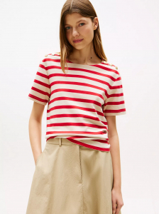 Gold Button-Shoulder T-Shirt