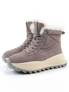 04-PAML05-2Z GRAY Ботинки зимние женские (натуральная замша, 100% шерсть, натуральный мех)