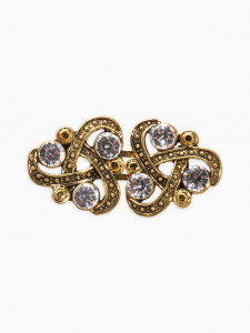 Зажим для кардигана «Ажур. Узел», белый в чернёном золоте