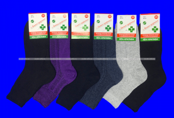 Лечебные женские носки со слабой резинкой лен с крапивой ассорти