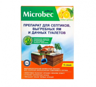 Microbec, для биоразложения содержимого септика, пакет 25 гр х 5шт