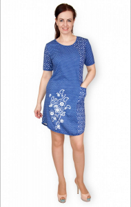 Туника трикотажная с карманом, принт, 