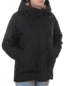 9607 BLACK Куртка стеганная демисезонная женская (100 гр. холлофайбер)