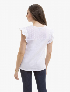 EYELET YOKE FLUTTER SLEEVE TOP