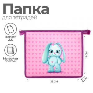 Папка для тетрадей А5, 230 х 190 х 50 мм, молния сверху, пластиковая, Calligrata 