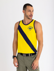 CONTRAST DIAGONAL SASH MUSCLE TANK