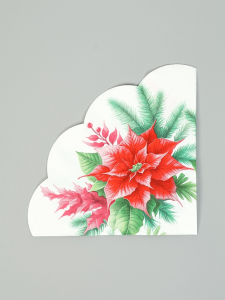 Салфетки новогодние бумажные круглые «Пуансеттия», 3 слоя, d=32 см, 12 шт.