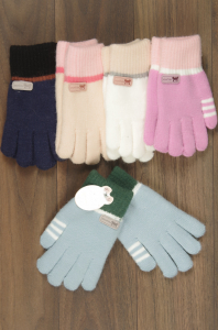 Перчатки для девочек 733, двойные (цвета в ассортименте)