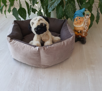 Лежанка бархат серо-беж D-40