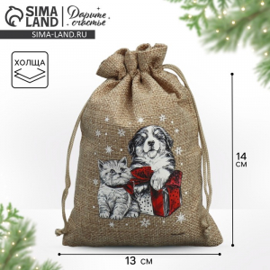 Мешочек новогодний подарочный с термонаклейкой «Друзья», 13?18 см ± 1.5 см