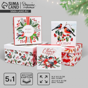 Набор подарочных коробок 5 в 1 «С Новым годом!», 14?14?8 – 22?22?12 см