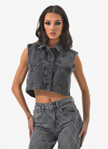 Женская жилетка джинсовая укороченная CRACPOT