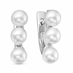 Серьги с иск.жемчугом родированные серебро 925*