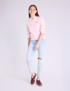 SOFT CABLE V-NECK SWEATER