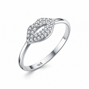 Кольцо с фианитом родированное серебро 925*