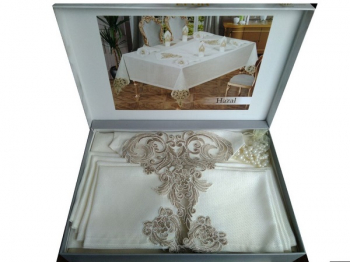 Скатерть EFOR HAZAL 160*300 прямоугольная с 12 салфетками капучино