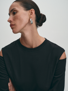 Платье комбинированное с длинным рукавом