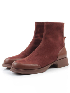 01-H24B-34HJ BROWN Ботинки демисезонные женские (натуральная кожа, искусственная замша)