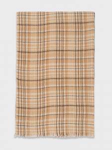 Шарф в клетку с короткой бахромой