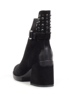 04-R164-1 BLACK Полусапоги женские (натуральная замша, натуральный мех)