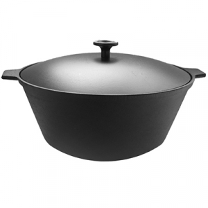 Кастрюля чугунная 4л, д28см h11см, литой, алюминиевая крышка (Россия)