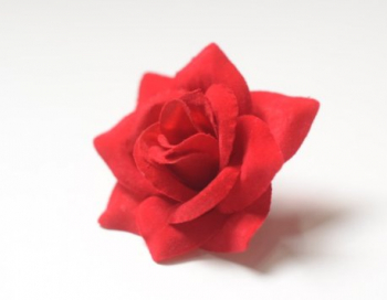 Искусственные цветы, Голова розы бархатная малая для ветки, венка красный