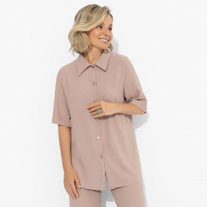 Рубашка из фактурной ткани, Шёлковая уверенность (капучино)