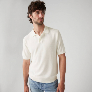 Cotton Linen Sweater Knit Polo Shirt