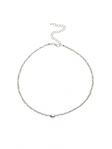 Чокер бисерный «Сердце» бусина №4, серый в серебре, 35 см