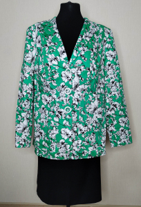 Жакет БЕЛЭЛЬСТИЛЬ 203-1 зеленый черно-белые цветы