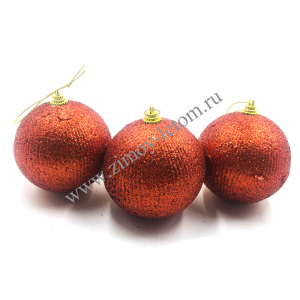 Набор ёлочных шаров 8 см 3 шт. красный