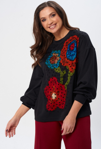 Джемпер Gizart 15345 оранжево-голубые цветы