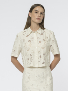 Укороченная блуза с прозрачными фрагментами