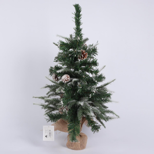 Ель со снегом и шишками PVC+PE в мешковине 42 ветки 40 см