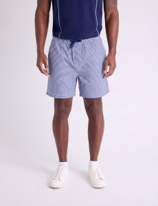 GINGHAM OXFORD DRAWSTRING JOGGER SHORTS