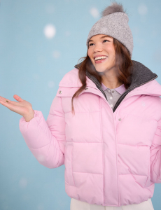 WIDE COLLAR QUILTED PUFFER JACKET