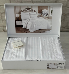 КПБ EFOR STRIPE SATIN A-13 белый (коробка)