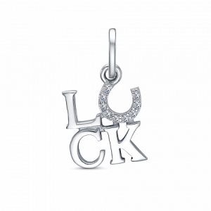 Подвеска с фианитом родированная серебро 925*