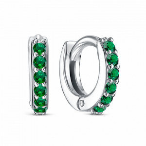 Серьги с фианитом родированные серебро 925*