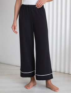 Укороченные брюки из эластичного хлопка с контрастным кантом