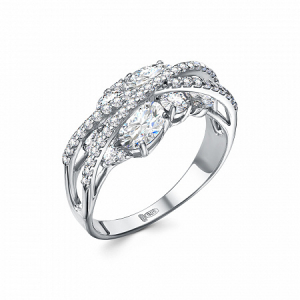 Кольцо с фианитом родированное серебро 925*