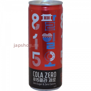 Woongjin 815 Cola ZERO Напиток газированный, ж/б, 250 мл (8801382149170)