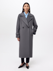 Пальто из шерсти с мембраной, утеплённой спинкой и съёмным капюшоном