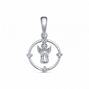 Подвеска с фианитом родированная серебро 925*