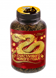 Баночка чая, НГ. СЧАСТЛИВОГО ГОДА. 2025, чай чёрный крупнолистовой,60 г., TM Prod.Art