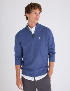 1/4 ZIP DIAMOND FRONT SWEATER