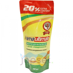 Mama Ultimate Средство для мытья посуды, концентрат, аромат натурального лимона, сменная упаковка, 600 мл